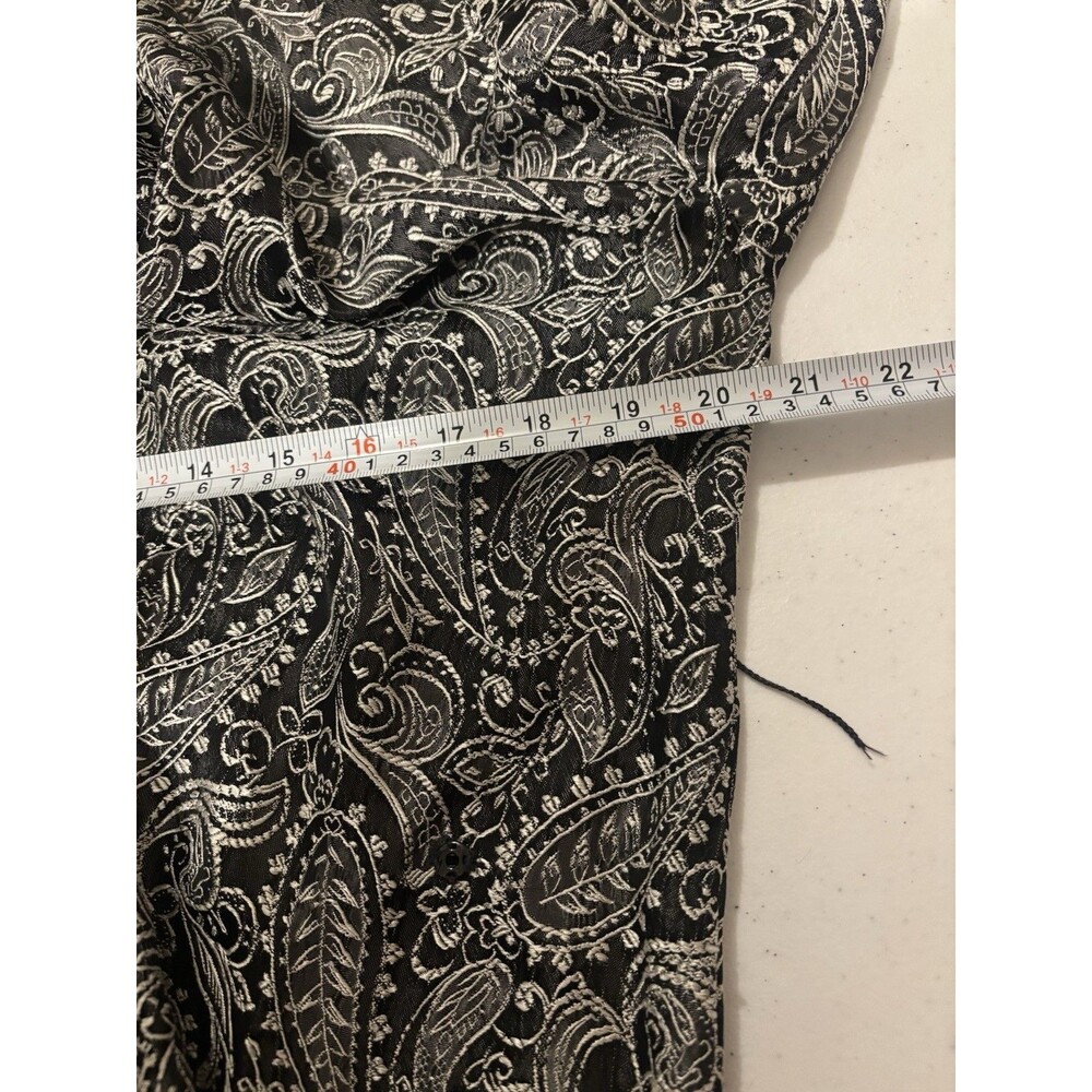 Vintage 70s Hostess Gown Robe Dress Silver Paisley Brocade Velvet S Whimsigoth - Picture 6 of 16